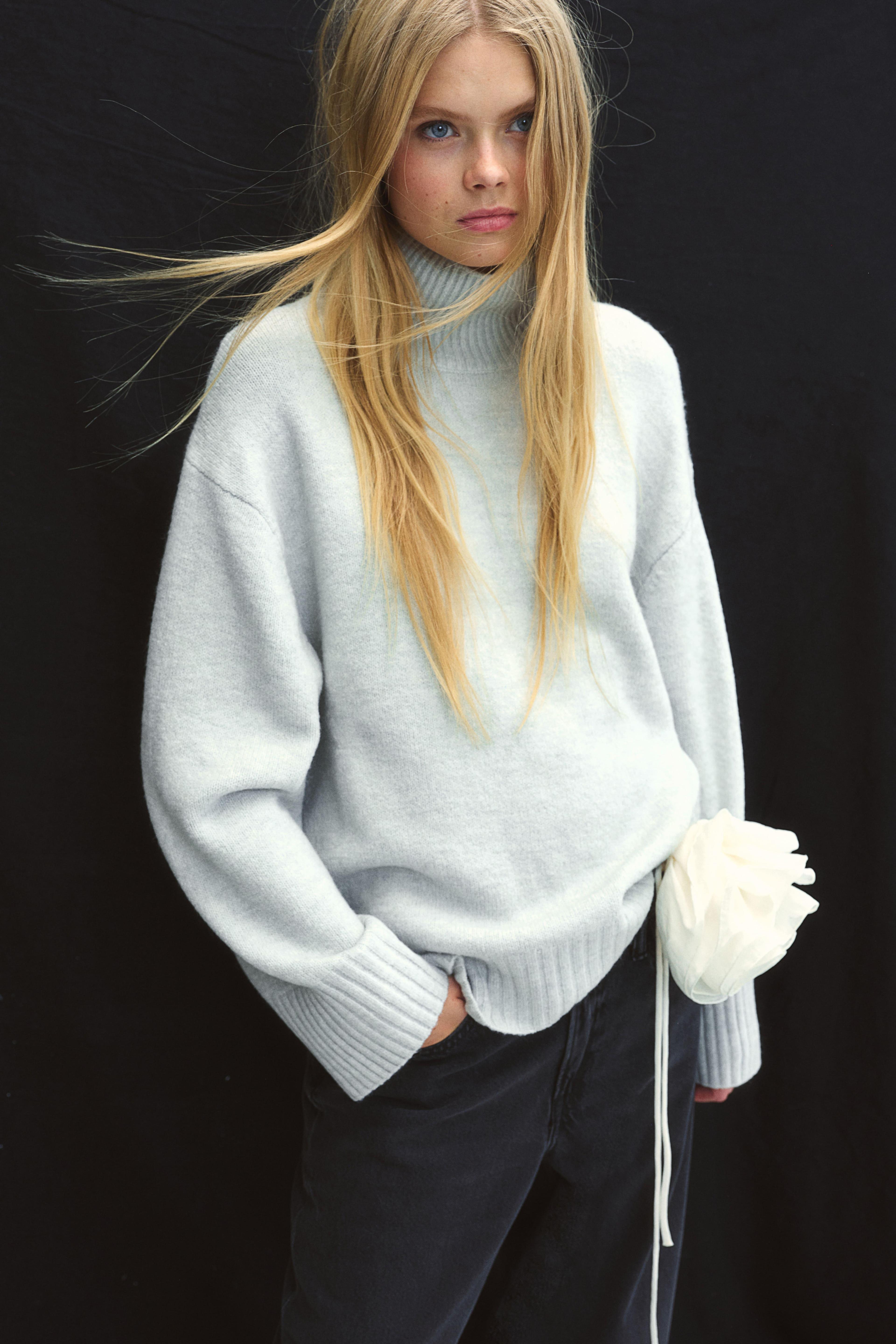 Fine-Knit Mock Turtleneck Sweater Product Image