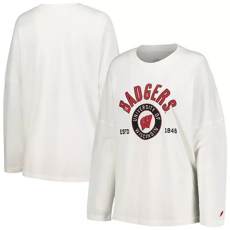 Womens League Collegiate Wear Wisconsin Badgers Clothesline Oversized Long Sleeve T-Shirt product image