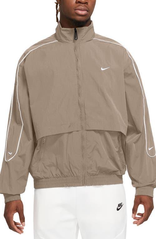 NIKE Solo Swoosh Logo-embroidered Nylon-taffeta Track Jacket In Brown Product Image