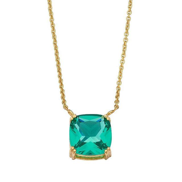 Aleure Precioso Sterling Silver Crystal Pendant Necklace, Womens Gold Tone Green Product Image