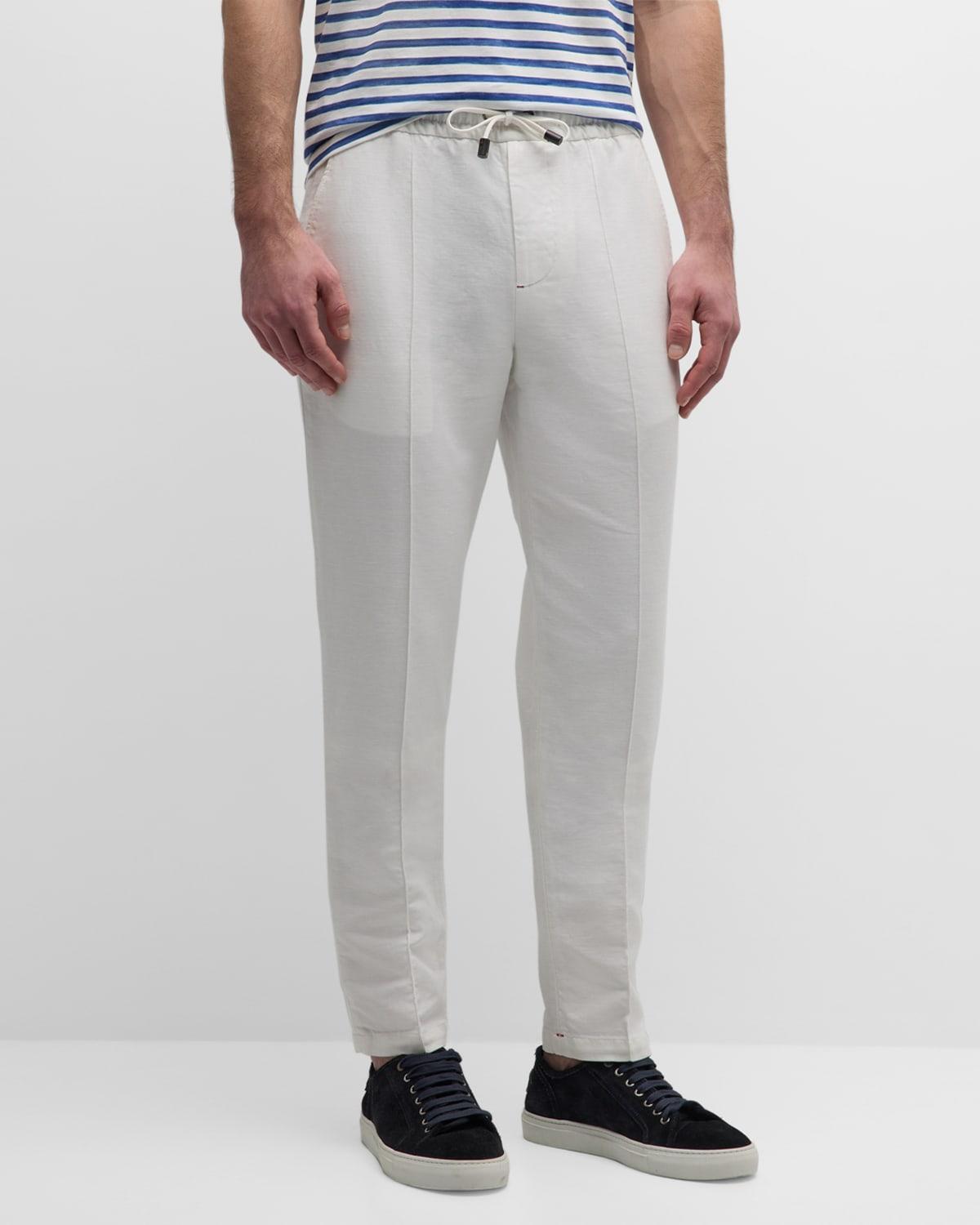 Men's Cotton-Linen Drawstring Pants Product Image