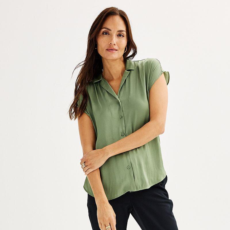 Womens Nine West Short Sleeve Easy Lapel Shirt Product Image