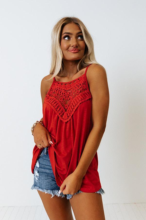 Beachy Bonding Shift Tank In Red Product Image