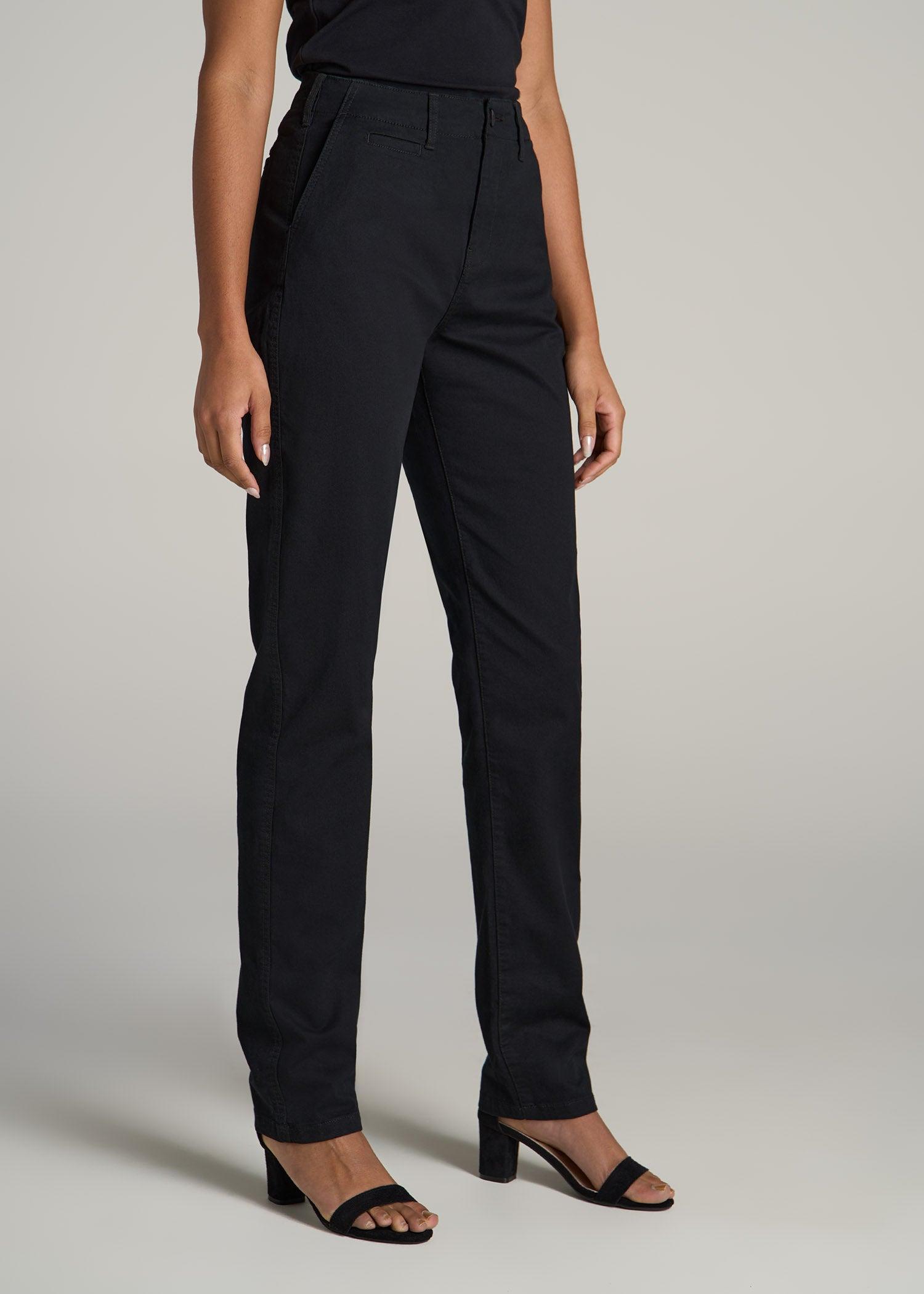 High Rise Tapered Chino Pants for Tall Women in Washed Black Product Image