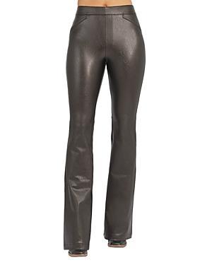 Womens Stretch Faux Leather Flare Pants Product Image