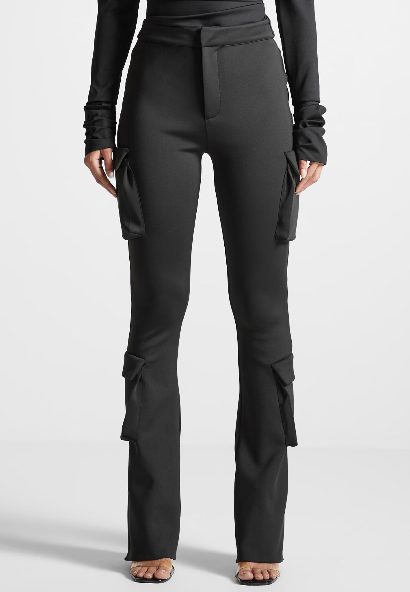 Neoprene Cargo Fit and Flare Leggings - Black Female Product Image