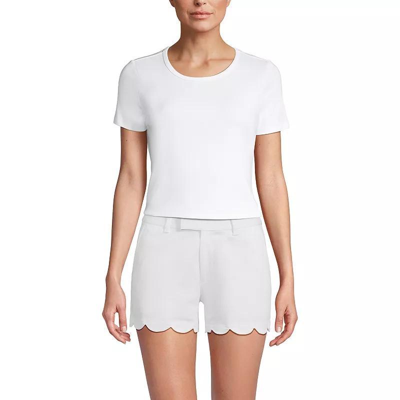 Womens Lands End Mid Rise Scallop Hem 5-in. Chino Shorts Product Image