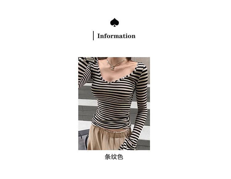 Striped Skinny V-Neck T-Shirt Product Image