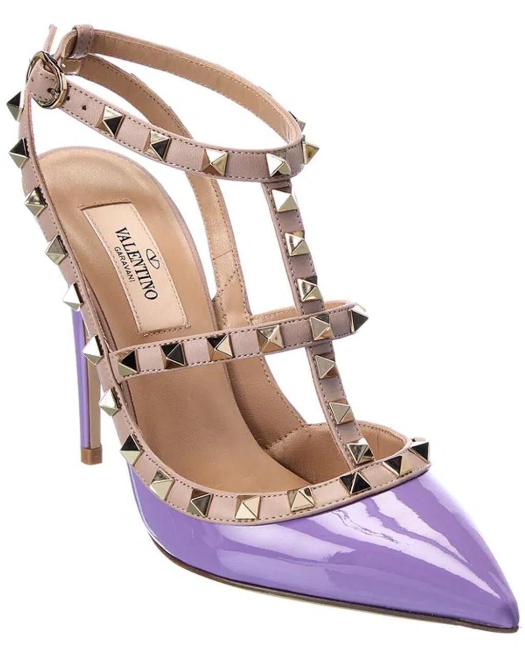 Rockstud Caged 100 Leather Pump In Purple Product Image