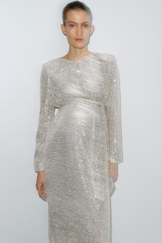 MAMA Sequined Tie-Belt Dress Product Image