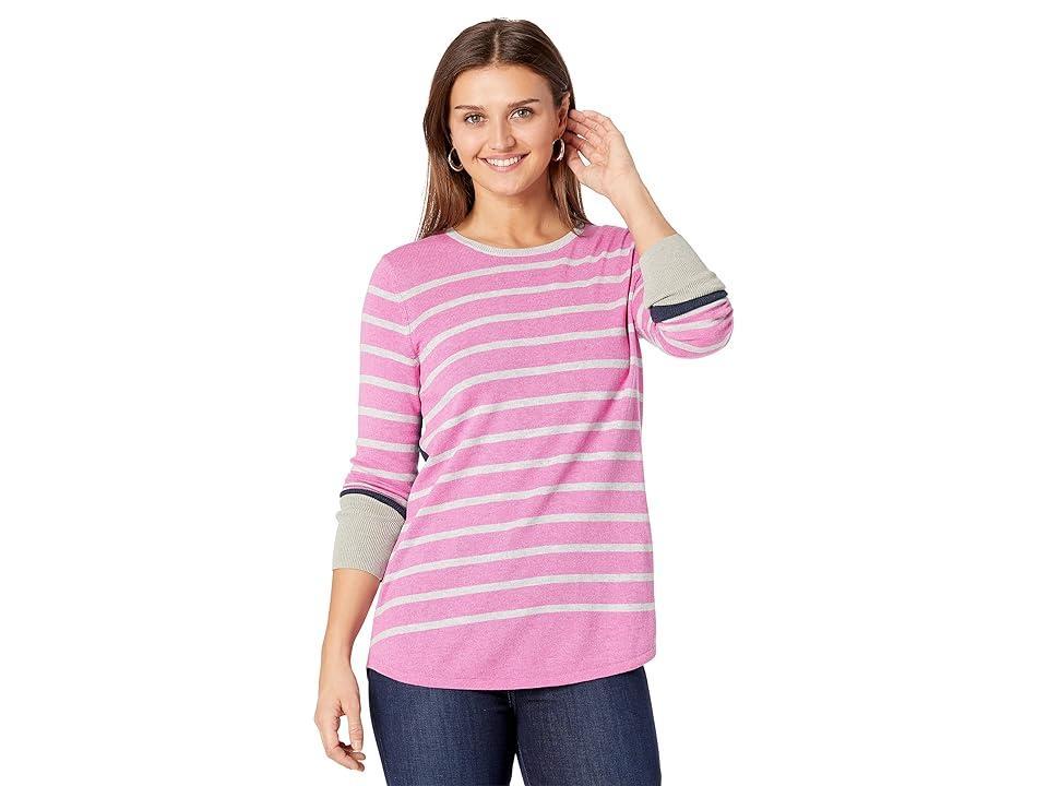 NIC+ZOE Petite Striped Vital Crew (Clover) Women's Sweater Product Image