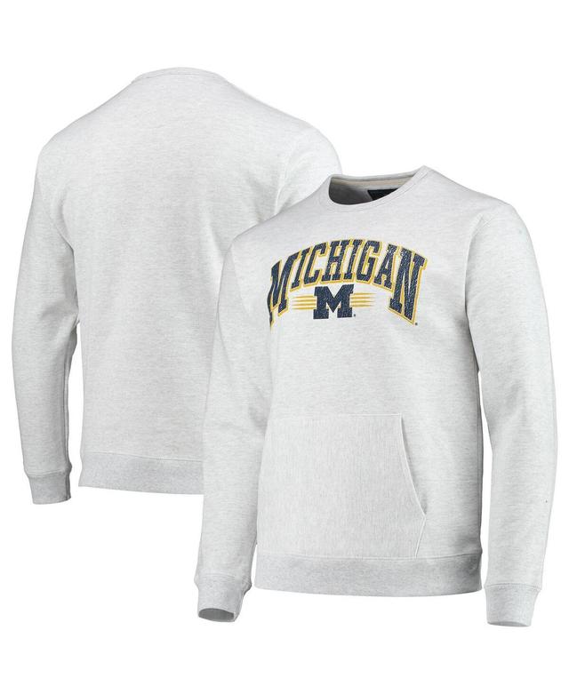 Mens League Collegiate Wear Heathered Gray Michigan Wolverines Upperclassman Pocket Pullover Sweatshirt Product Image