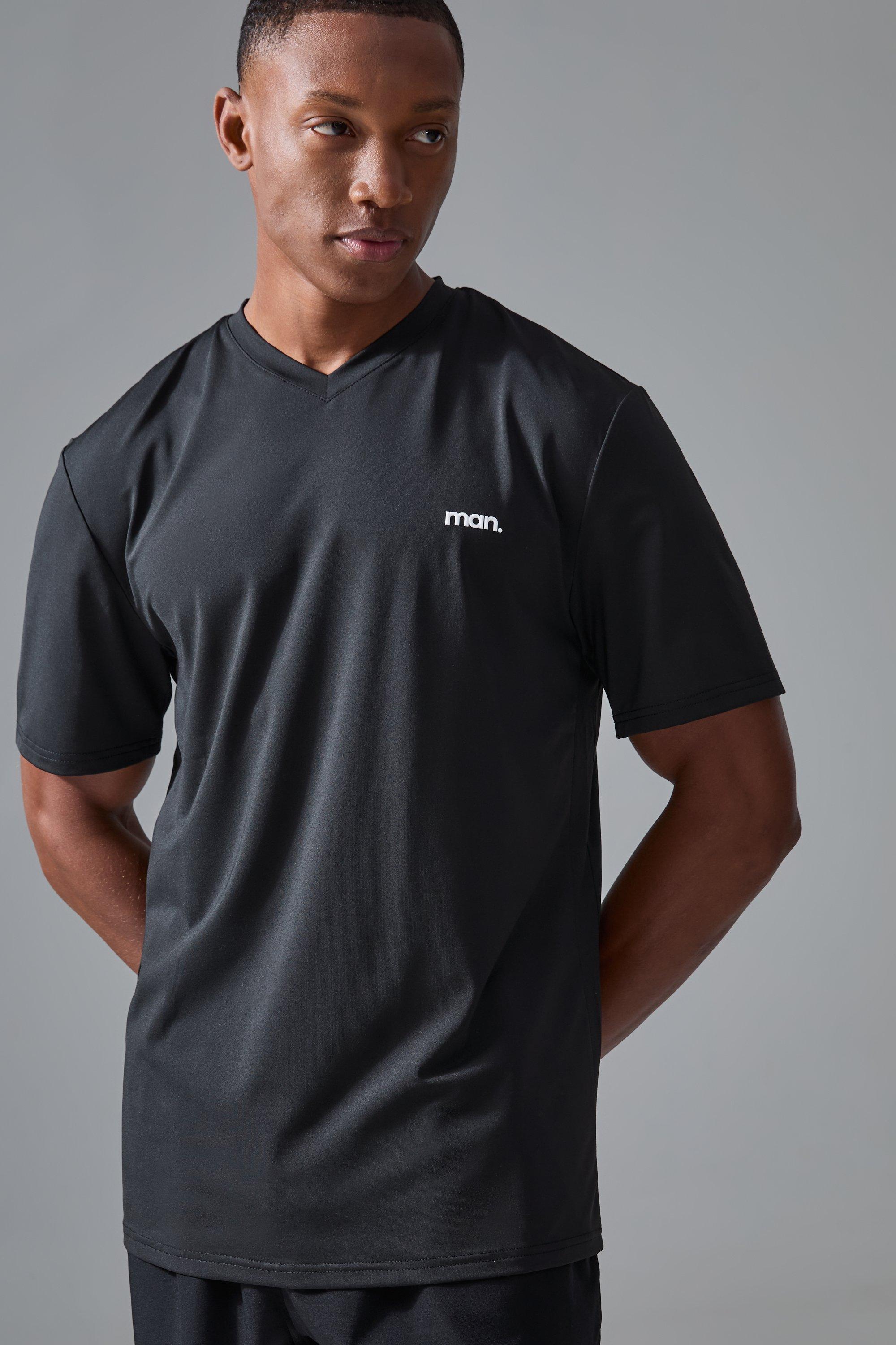 Mens Black Man Sport V Neck Performance Reg Fit T-shirt, Black Product Image