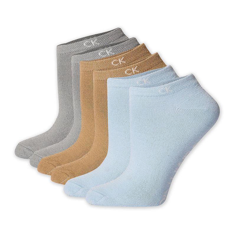 Womens Calvin Klein 3 Pack Supersoft Flat Knit No Show Socks Light Blue Product Image