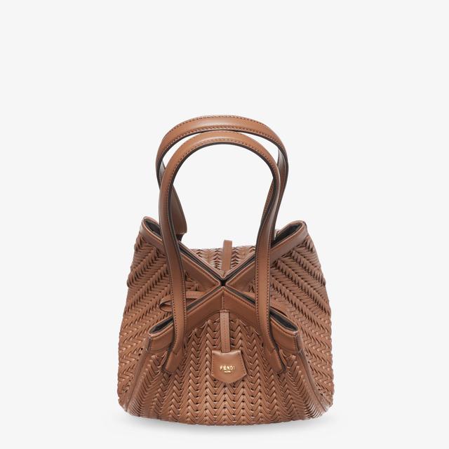 Fendi Origami MediumBrown interlaced leather bag that can be transformed Product Image