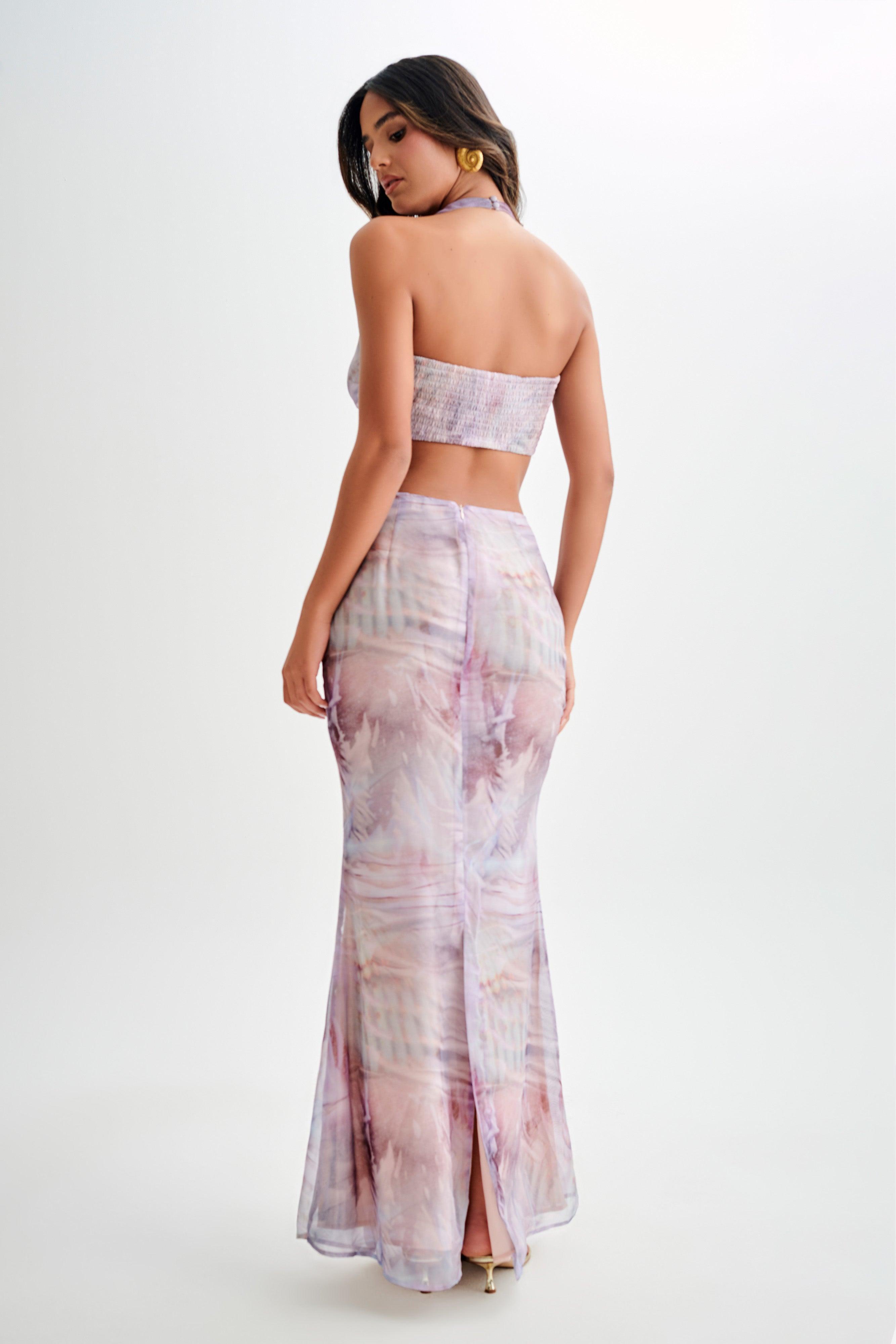 Ursula Ruched Maxi Skirt - Mermaid Shell Print Product Image