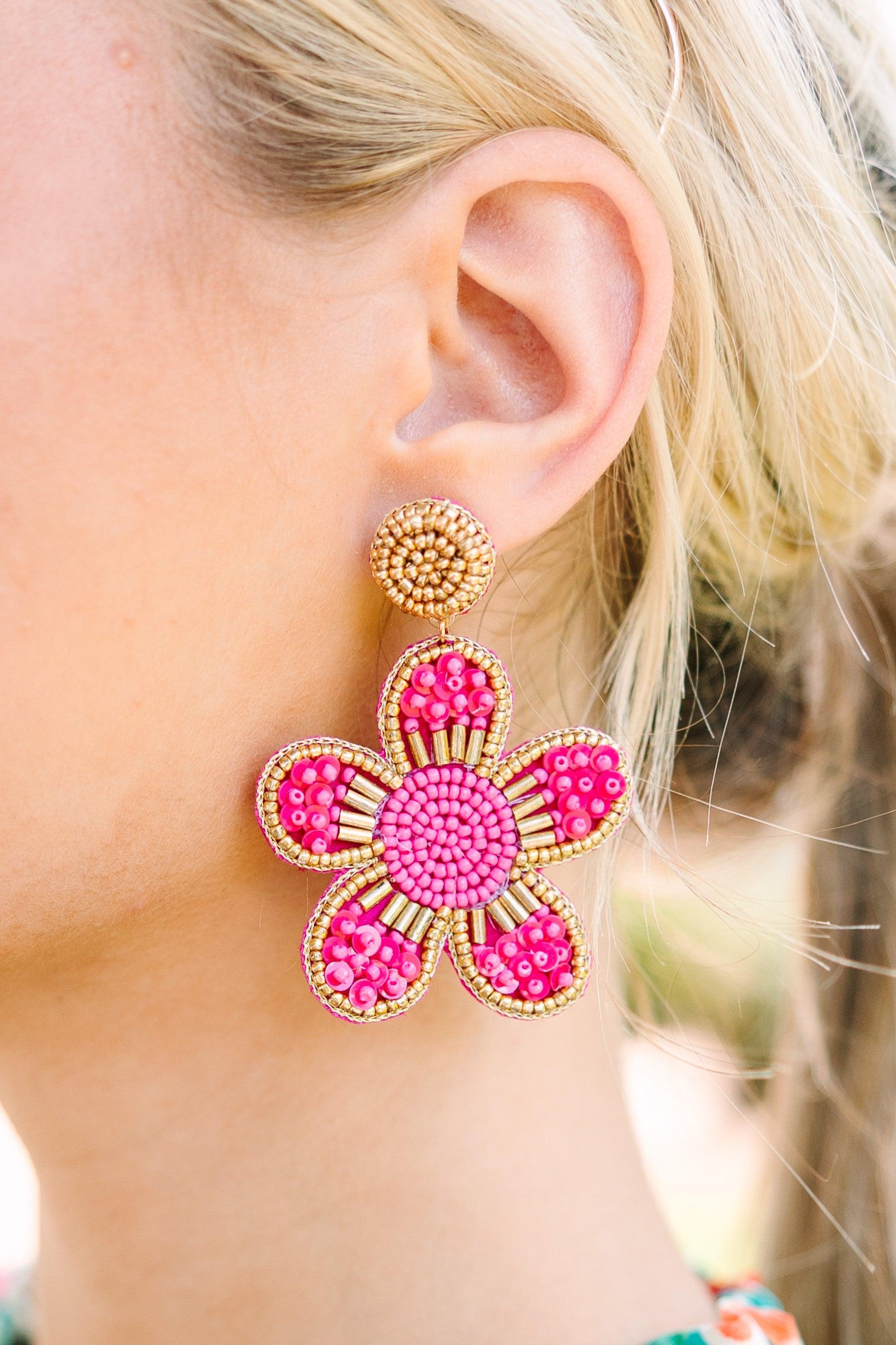 Alright With Me Pink Flower Earrings Female Product Image