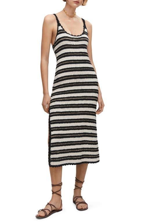 MANGO Stripe Crochet Midi Dress Product Image