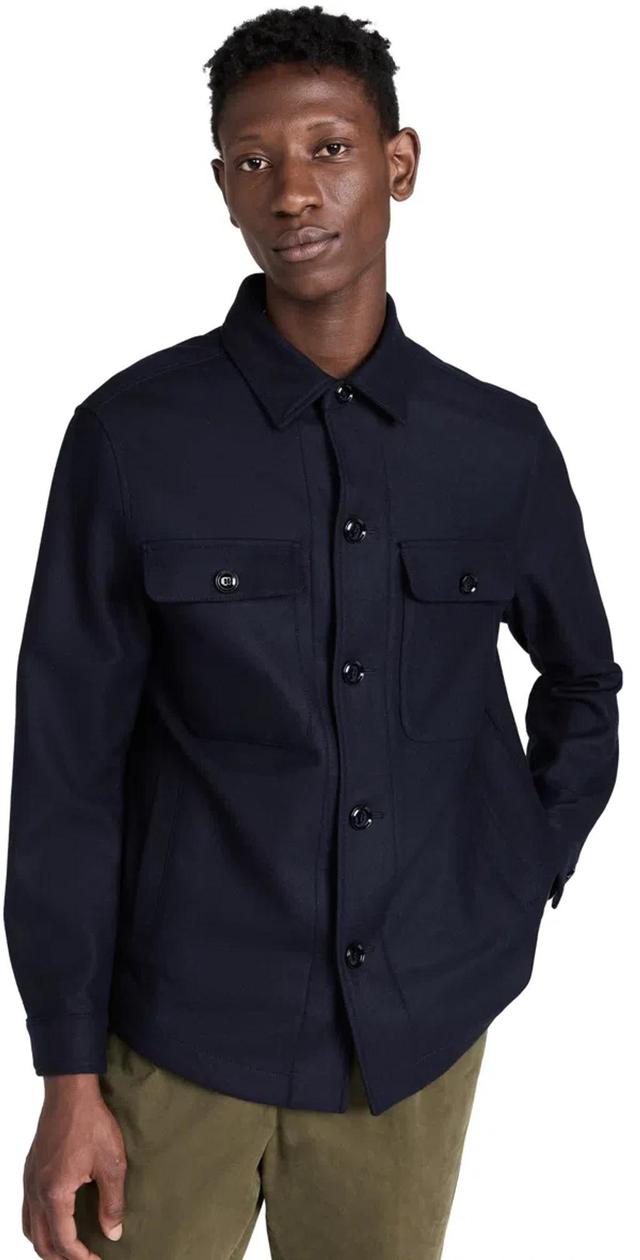 HUGO BOSS Carper Wool Blend Overshirt In Dark Blue Product Image