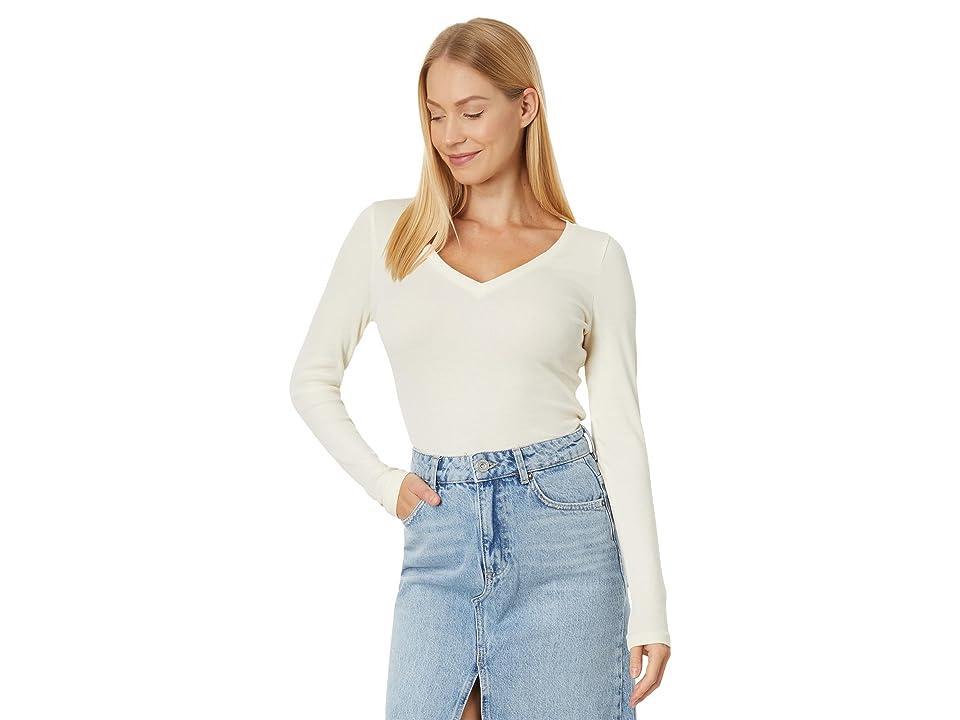 Madewell Long Sleeve V-Neck Rib Top Product Image