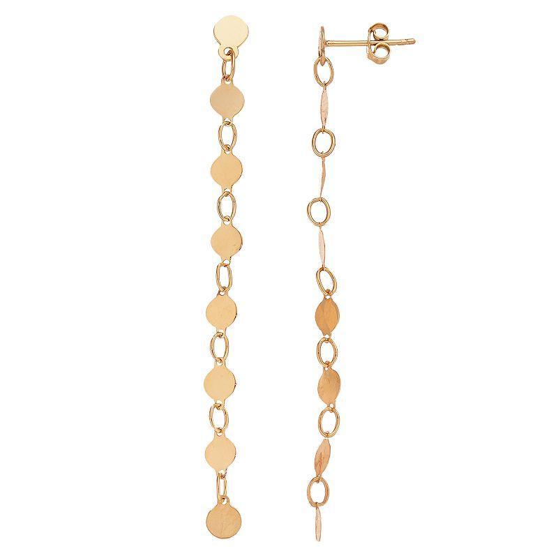 14k Gold Pebble Chain Linear Drop Earrings, Womens Product Image