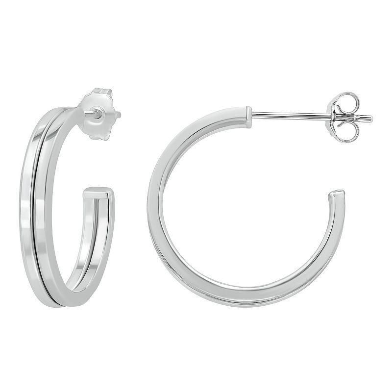 Aleure Precioso 18k Gold over Sterling Silver Polished Posted Hoop Earrings, Womens Product Image