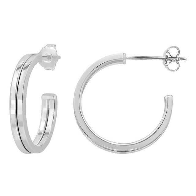 Aleure Precioso 18k Gold over Sterling Silver Polished Posted Hoop Earrings, Womens Product Image