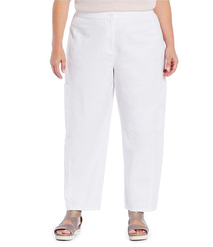 Eileen Fisher Plus Size Organic Cotton Hemp Stretch Elastic Waist Lantern Cargo Pants Product Image