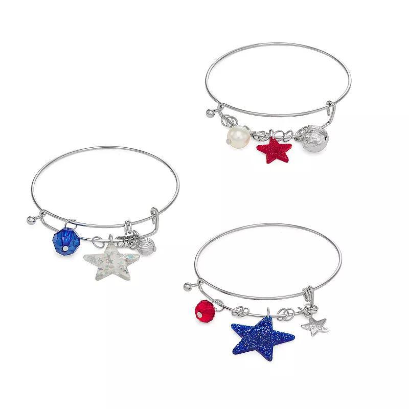 Celebrate Together Americana Silver Tone 3-piece Bangle Bracelets Set, Womens, Multi Product Image