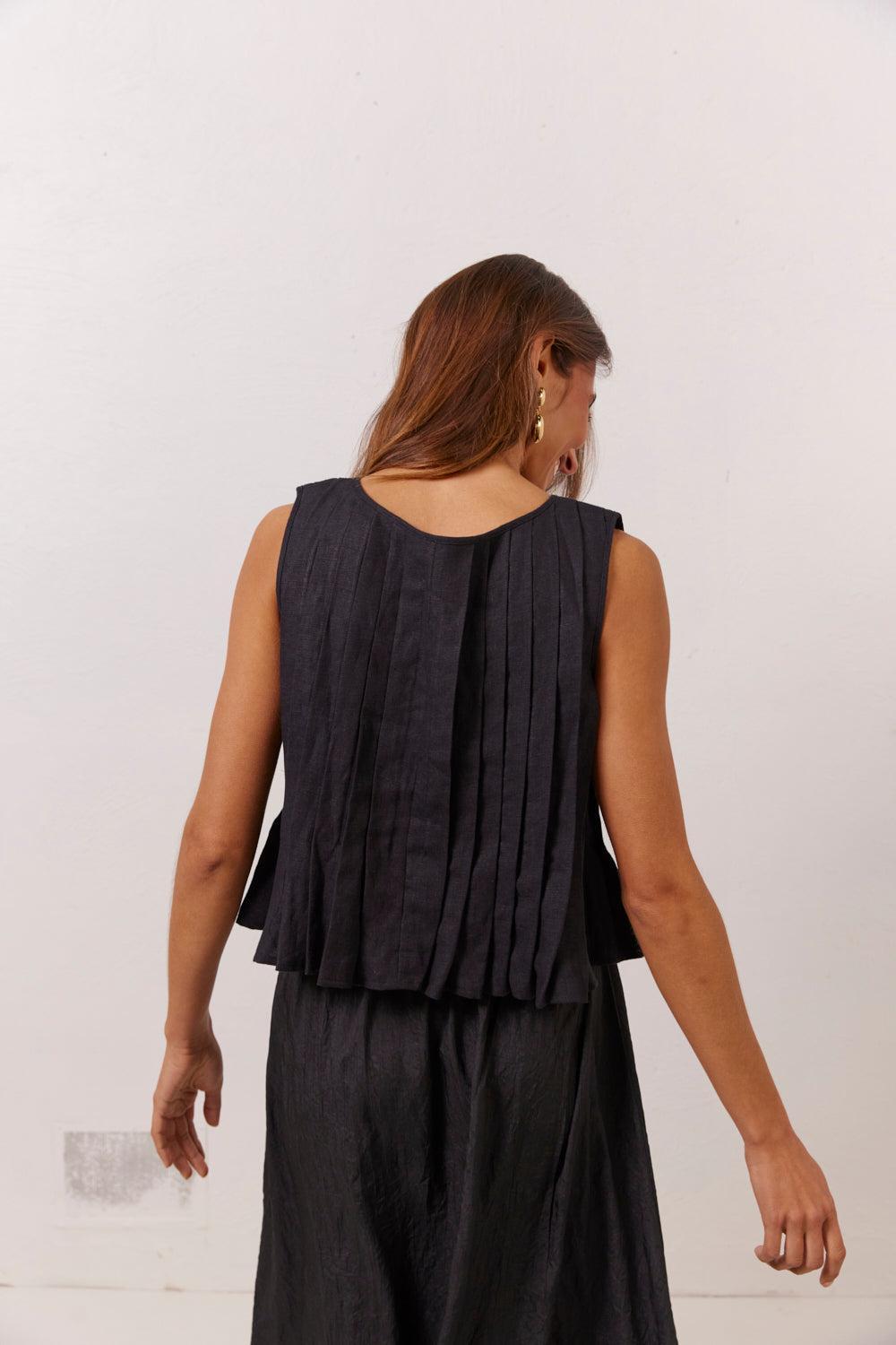 Valeria Linen Top Black Product Image