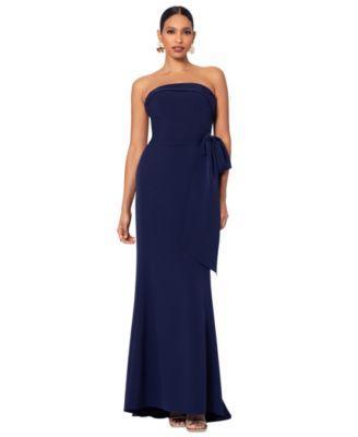 Betsy & Adam Womens Faux-Wrap Strapless Gown Product Image