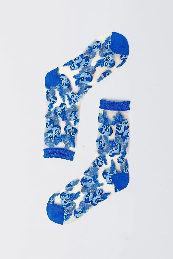 Sock Candy Blueberry Ruffle Sheer Sock Womens at Urban Outfitters Product Image