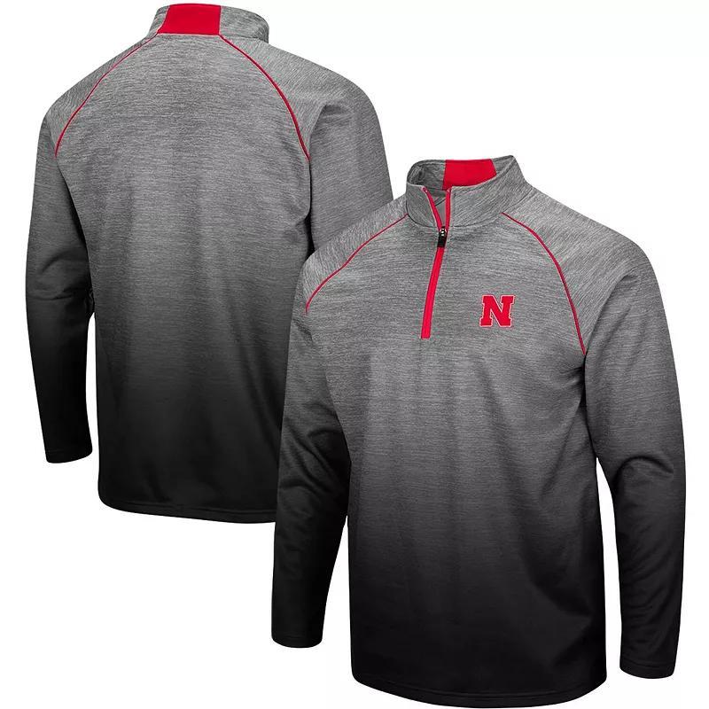 Mens Colosseum Heathered Gray Nebraska Huskers Sitwell Sublimated Quarter-Zip Pullover Jacket Product Image