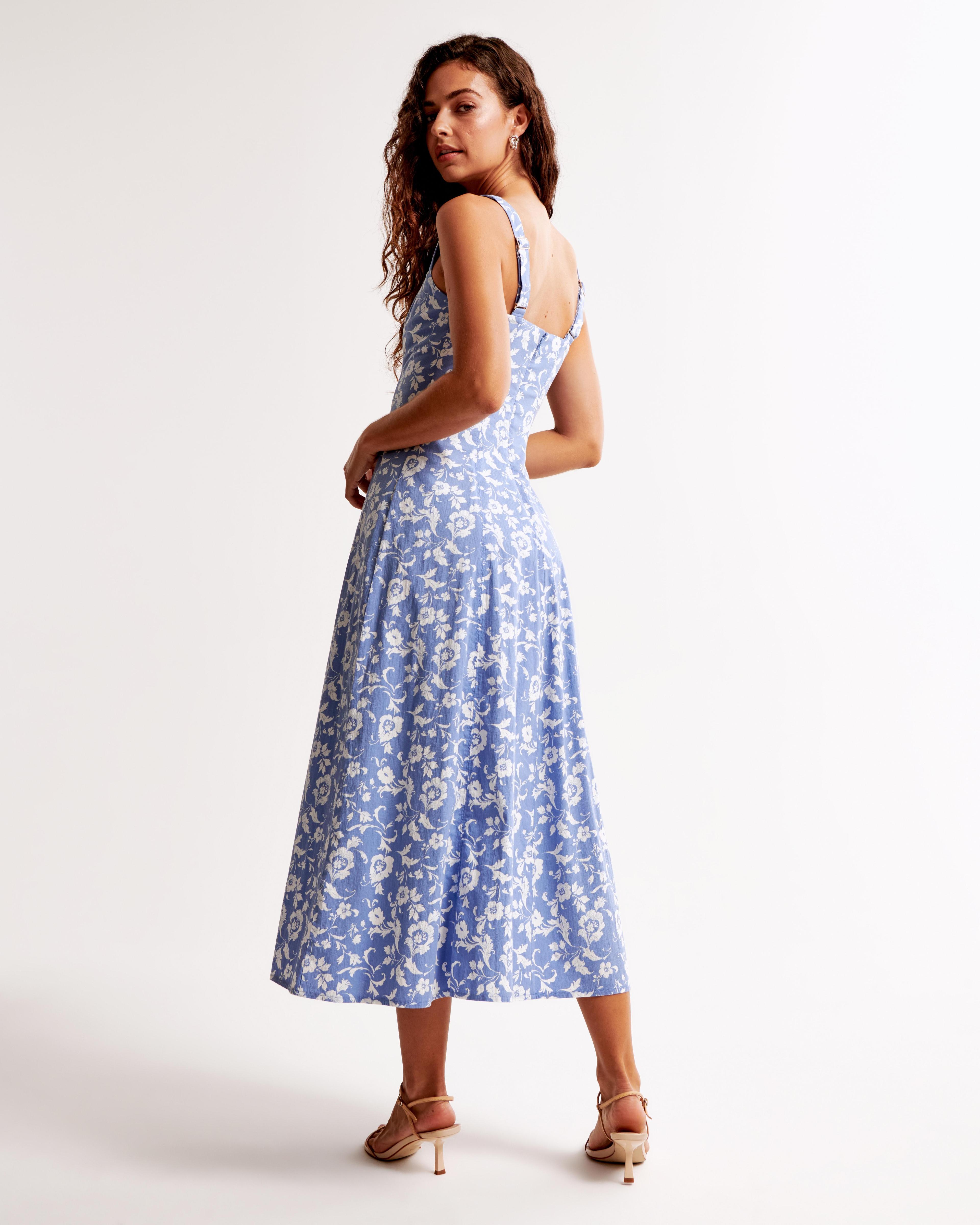 The A&F Mila Fit & Flare Stretch Midi Dress Product Image