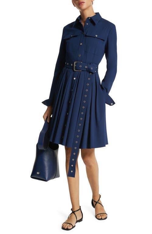 Michael Kors Collection Organic Cotton Stretch Poplin Belted Cargo Shirtdress Product Image