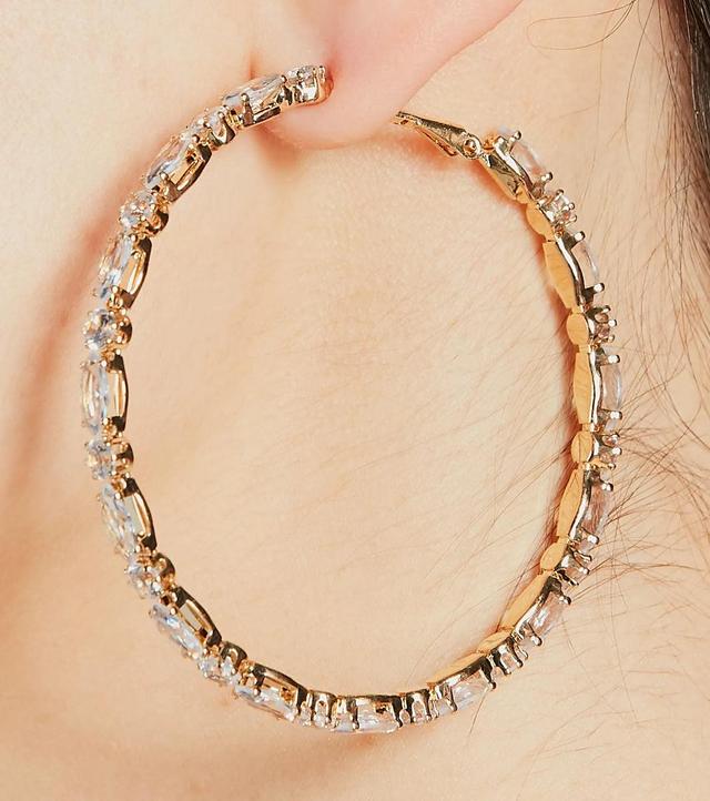 A-List Glam Rhinestone Large Hoop Earrings Product Image