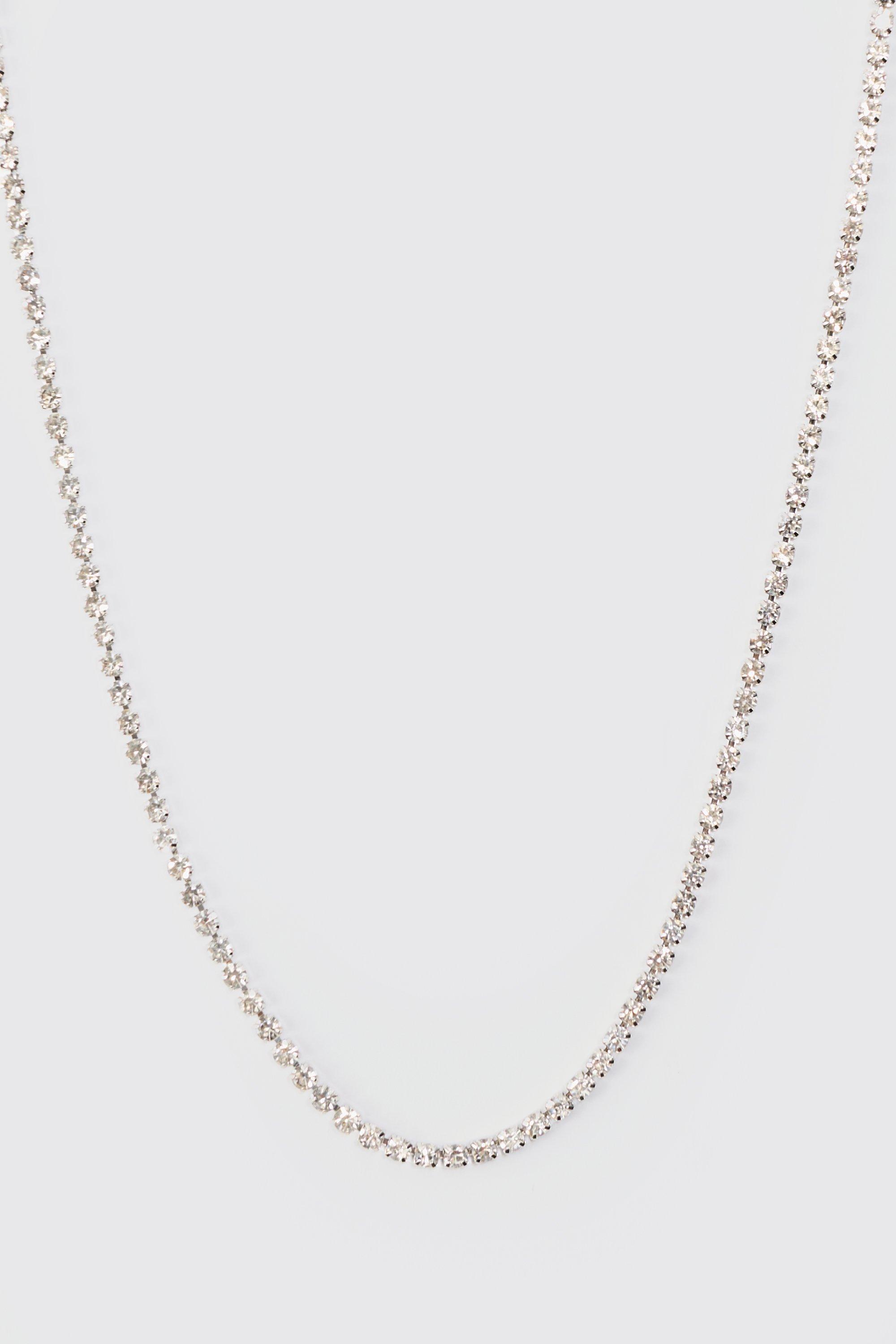 Mens Grey Iced Chain Necklace In Silver, Grey Product Image