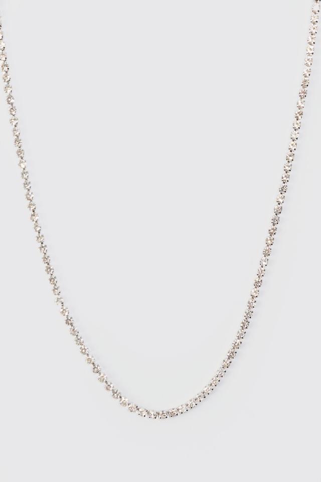 Iced Chain Necklace In Silver | boohooMAN USA Product Image