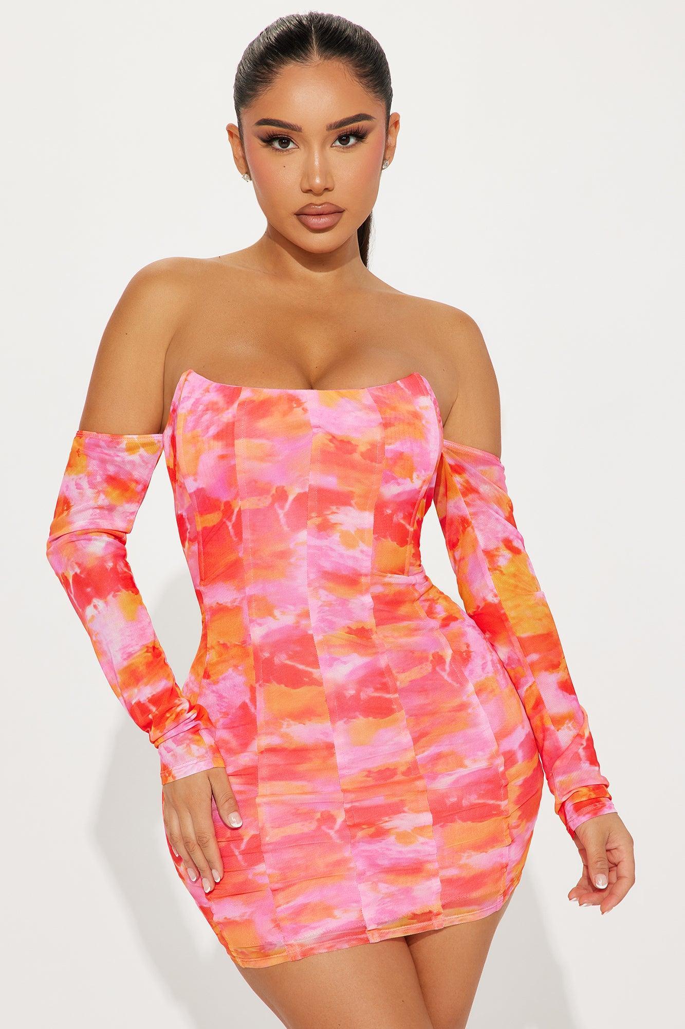 Hazel Mesh Mini Dress - Pink/combo Product Image