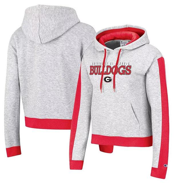 Womens Champion Heathered Gray Georgia Bulldogs Tri-Blend Boxy Cropped Pullover Hoodie Product Image