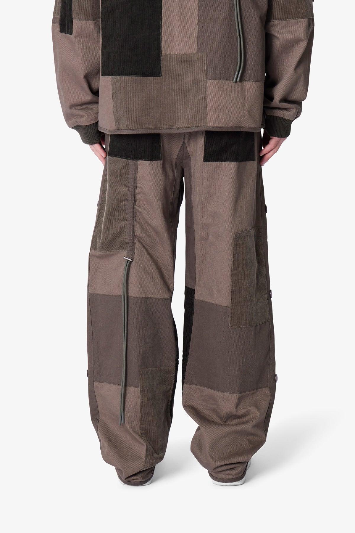 Dual Patchwork Cargo Pants - Olive Product Image