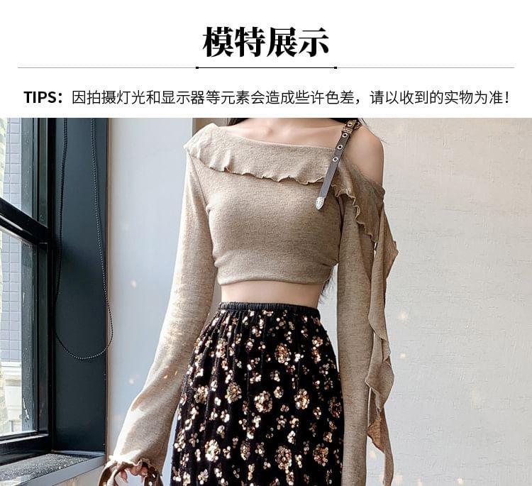 High Waist Sequin Maxi A-Line Skirt Product Image