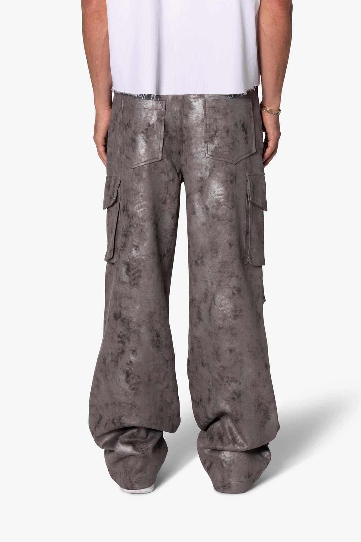 Baggy Dual Tone Sueded Cargo Pants - Grey Product Image