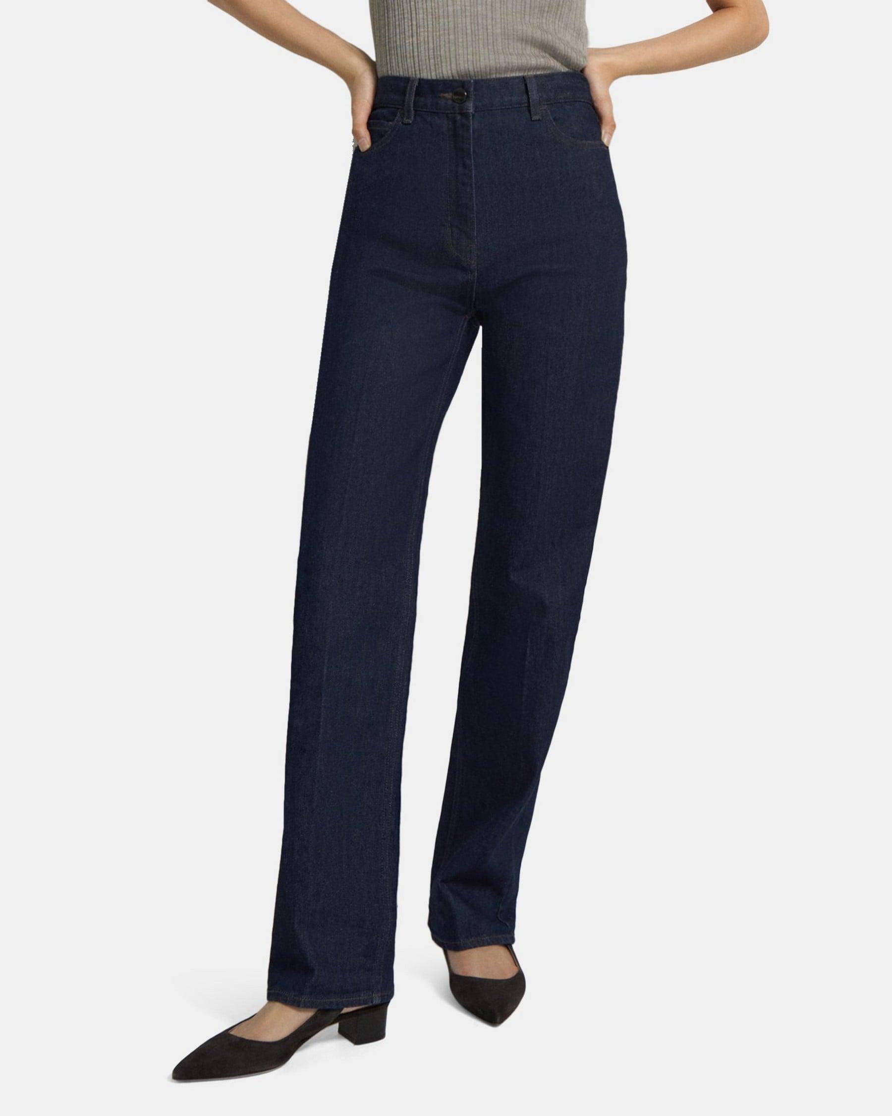 High-Waisted 5-Pocket Jean in Washed Denim Product Image