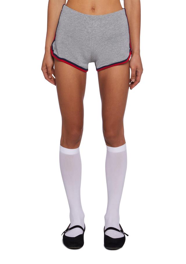 Dolphin Short Shorts With Contrast Colored Trim - Gray Product Image