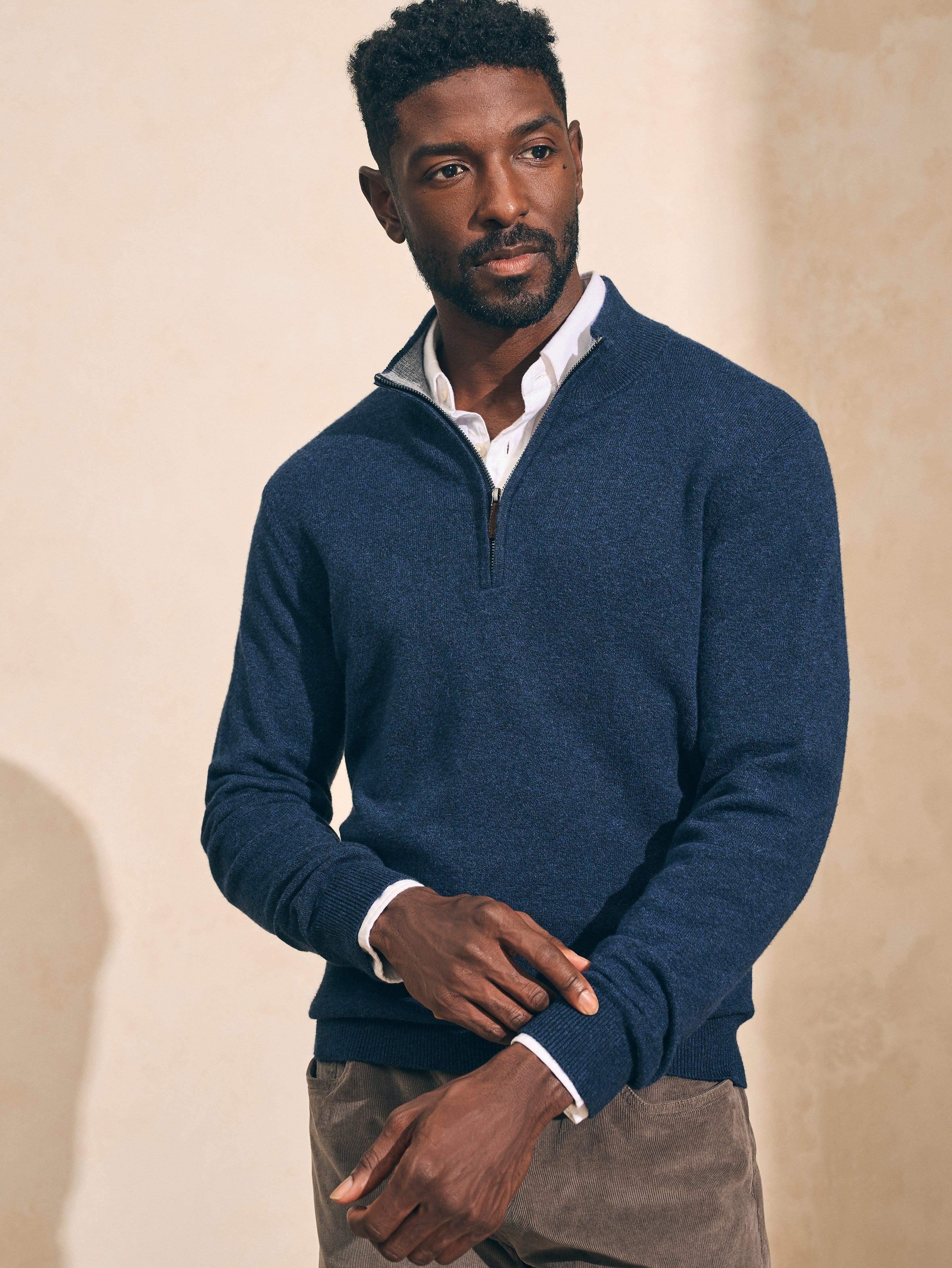 Mountain Quarter Zip Sweater (Tall) - Navy Heather Male Product Image