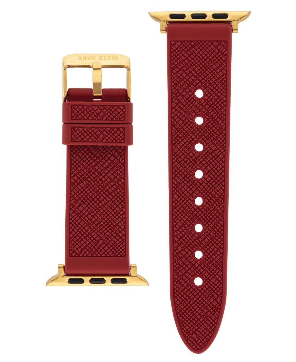 Anne Klein Womens Red Textured Silicone Band Compatible with 42/44/45/Ultra/Ultra 2 Apple Watch - Red Product Image