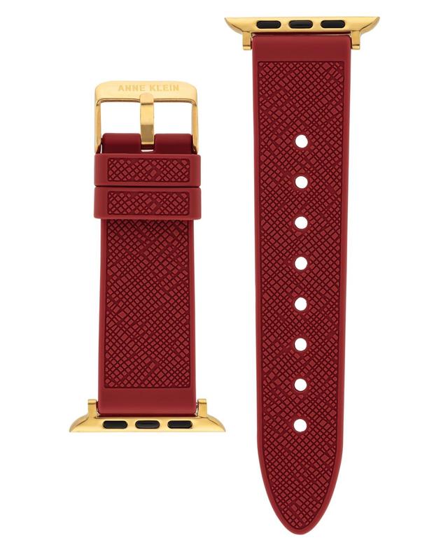 Anne Klein Womens Red Textured Silicone Band Compatible with 42/44/45/Ultra/Ultra 2 Apple Watch - Red Product Image