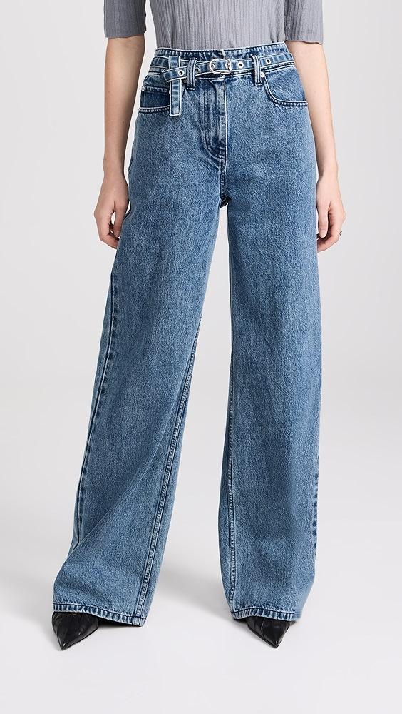 3.1 Phillip Lim Denim Wide Leg Belted Jeans | Shopbop Product Image