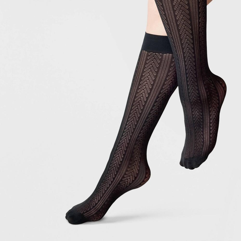 Womens Chevron Stripe Pointelle Knee High Socks - A New Day One Size Fits Most Product Image